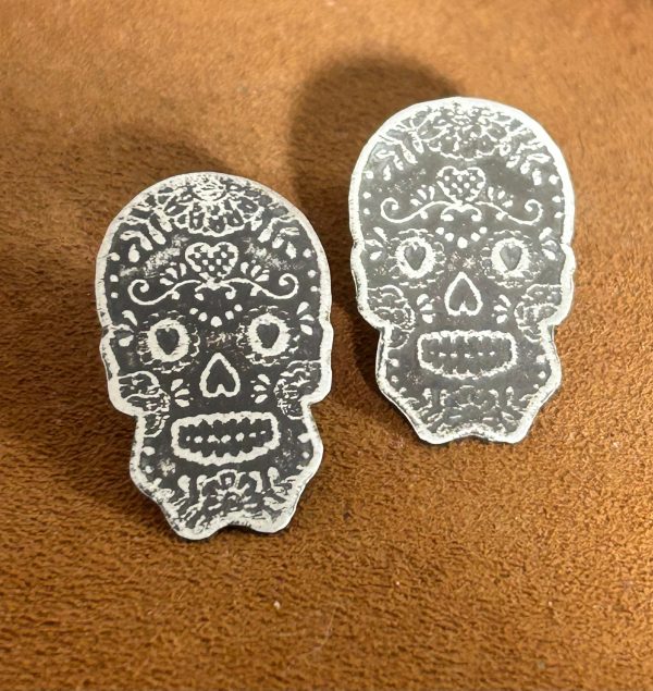 Sterling Silver Sugar Skull Post Earrings by Petra Nalini Palmer Cheap