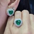 NEW Heart Green Emerald Nano Gemstone Diamond Jewelry Set 14kt Online Hot Sale