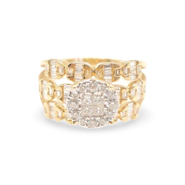 NEW Layered Oval Half Eternity Round Diamond Ring 14kt on Sale