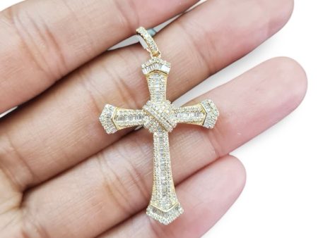 NEW Golden  Cross Diamond Pendant 14kt on Sale