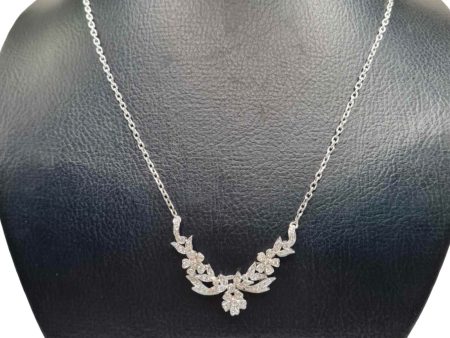 NEW Flower Leaf Statement Deco Diamond Necklace 18kt Sale