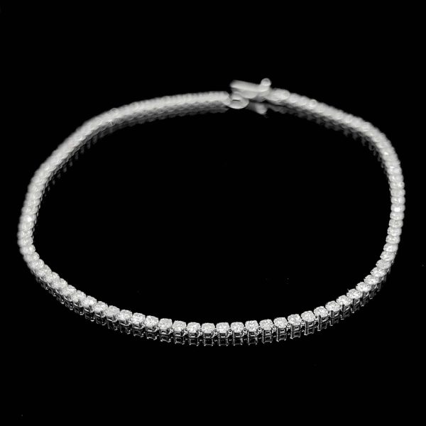 1.8cttw D-F IF-VVS Unisex Eternity Tennis Diamond Bracelet 18kt Hot on Sale