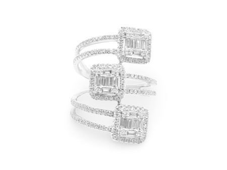 NEW Trio Square Statement Diamond Ring 14kt For Discount