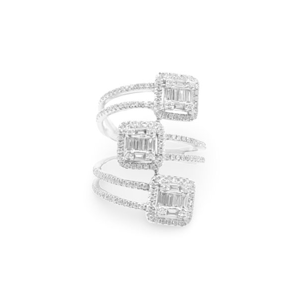 NEW Trio Square Statement Diamond Ring 14kt For Discount