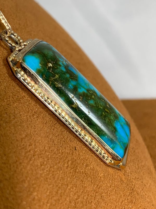 Turquoise and Gold Code Talker Dog Tag by Aldrich Arts Fashion