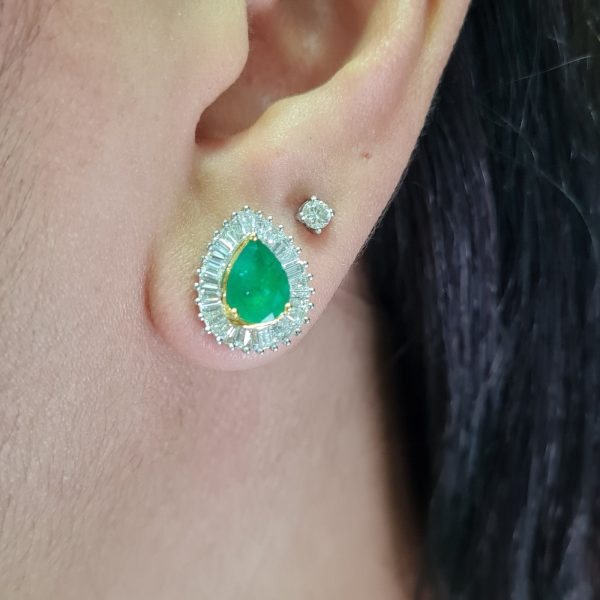 NEW Pear Baguette Jade Diamond Earrings 18kt Online