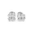 NEW Clover Heart Solitaire Stud Diamond Earrings 18kt Cheap