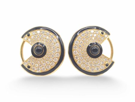 NEW Golden Eye Ball Diamond Earrings 18kt on Sale