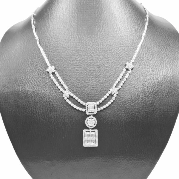 NEW Star Layered Half Eternity Square Round Emerald Halo Drop Diamond Necklace 14kt Cheap