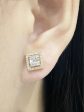 Golden Square Stud Diamond Earrings 14kt Fashion