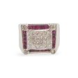 NEW Square Signet Ruby Gemstone Diamond Ring 18kt Supply