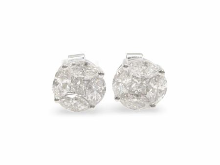 NEW 4ct Face Round Invisible Diamond Stud Earrings 18kt Online