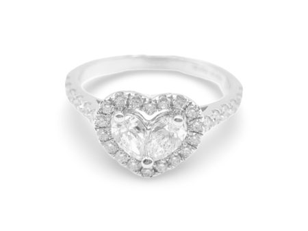 NEW Heart Halo Diamond Ring 18kt Online Sale