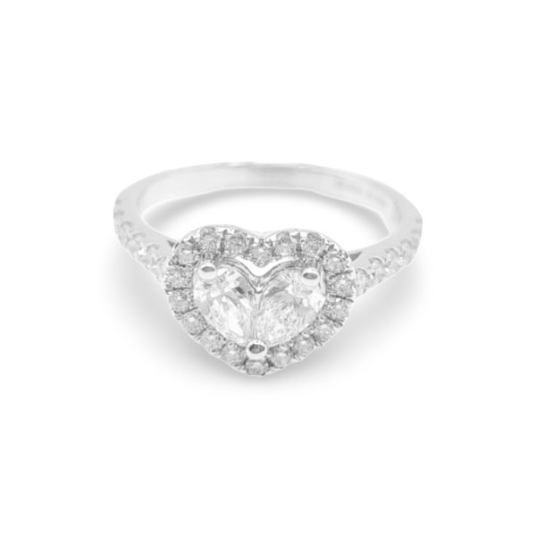 NEW Heart Halo Diamond Ring 18kt Online Sale