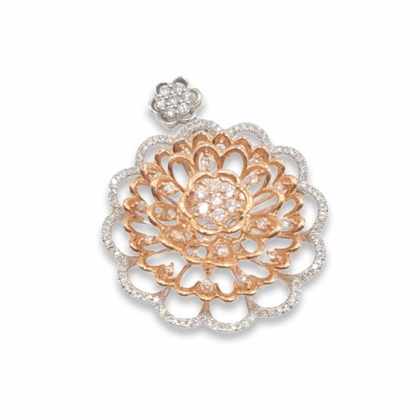 NEW Water Lily Flower Diamond Pendant 18kt on Sale