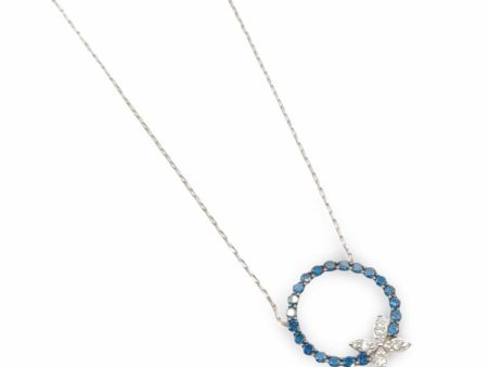 NEW Round Blue Diamond Necklace 14kt Cheap