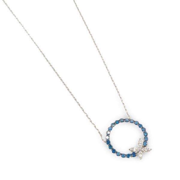 NEW Round Blue Diamond Necklace 14kt Cheap