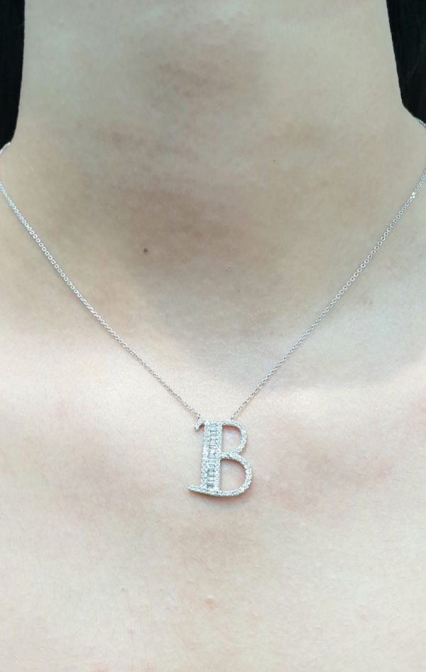 Alphabet Letter B Diamond Necklace 14kt Supply