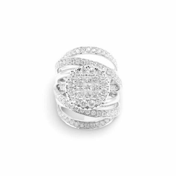 NEW Round Invisible Crossover Statement Diamond Ring 14kt Online now