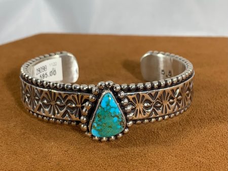 Stamped Turquoise Cuff by Johnathan Nez Online Hot Sale