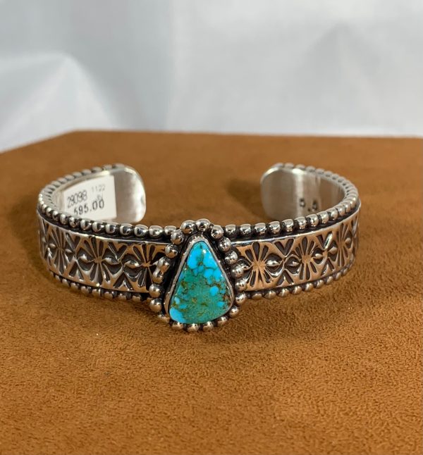 Stamped Turquoise Cuff by Johnathan Nez Online Hot Sale