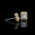 Golden Emerald Paved Stud Diamond Earrings 14kt Cheap