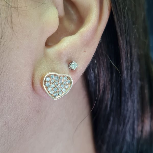 NEW Rose Heart Diamond Earrings 18kt For Cheap