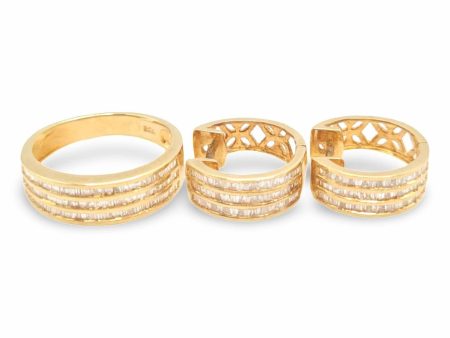 NEW Golden Half Eternity Layer Diamond Jewelry Set 14kt For Sale