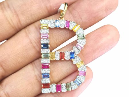 NEW Rainbow Nano Gemstone Alpha Diamond Pendant 18kt on Sale