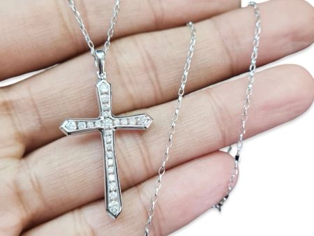 NEW Round Diamond Cross Pendant Necklace 14kt Cheap