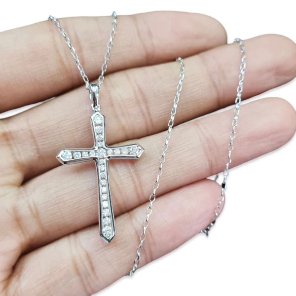 NEW Round Diamond Cross Pendant Necklace 14kt Cheap