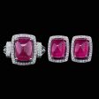 #LVNA2024 | Art Deco Cabochon Pink Ruby Diamond Jewelry Set 18kt Online now