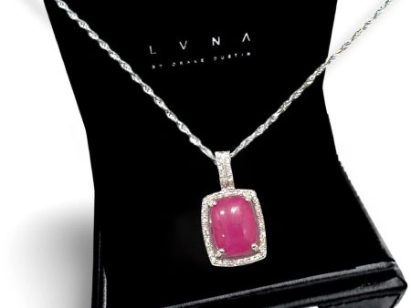 #LVNA2024 | Art Deco Cabochon Pink Ruby Diamond Necklace 18kt on Sale