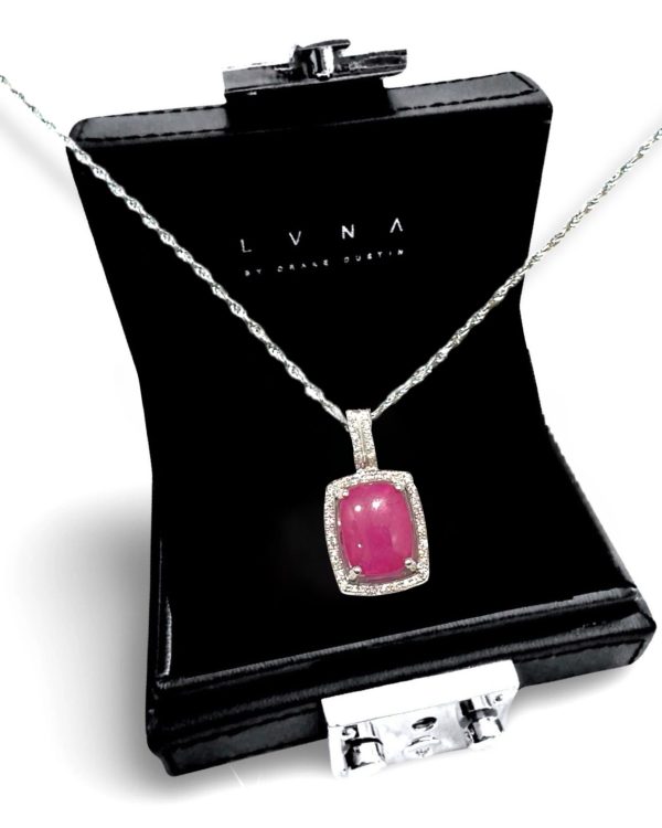 #LVNA2024 | Art Deco Cabochon Pink Ruby Diamond Necklace 18kt on Sale