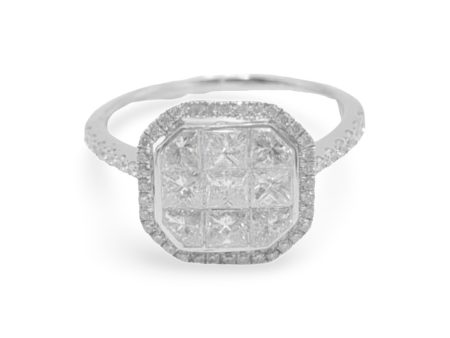 NEW Cushion Shaped Halo Paved Diamond Ring 14kt Discount