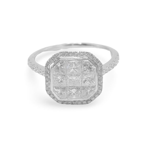 NEW Cushion Shaped Halo Paved Diamond Ring 14kt Discount