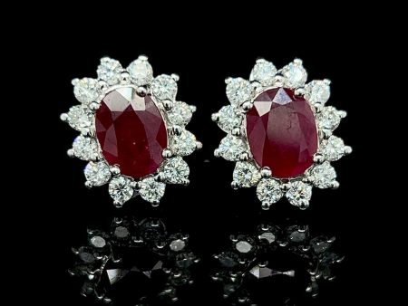 Ruby Gemstones Diamond Earrings 14kt Fashion