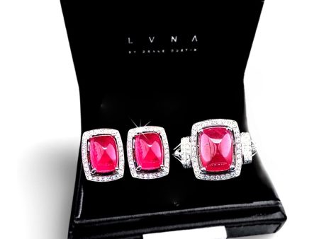 #LVNA2024 | Art Deco Cabochon Pink Ruby Diamond Jewelry Set 18kt Online now