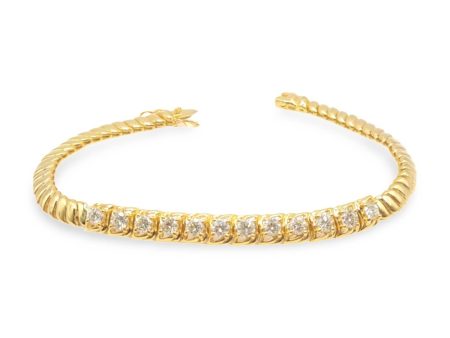 NEW Golden Half Tennis Diamond Bracelet 14kt Hot on Sale