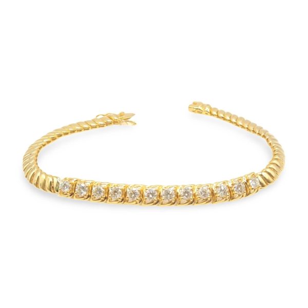 NEW Golden Half Tennis Diamond Bracelet 14kt Hot on Sale