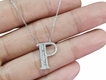 NEW Alphabet Letter P Diamond Necklace 14kt Online Hot Sale