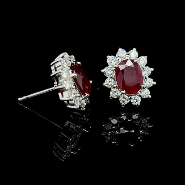 Ruby Gemstones Diamond Earrings 14kt Fashion