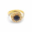 NEW Round Blue Sapphire Halo Diamond Split Ring 18kt Supply