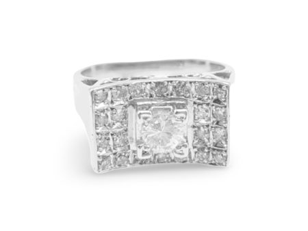 NEW Art Deco Round Wall Diamond Ring 14kt on Sale