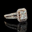 Golden Cushion Halo Paved Diamond Ring 18kt Online Sale