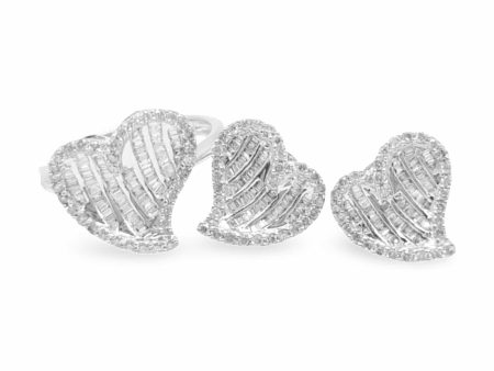 NEW Heart Swirl Diamond Jewelry Set 18kt Cheap