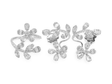 NEW Ear Cuff Flower Leaf  Diamond Jewelry Set 14kt Online now