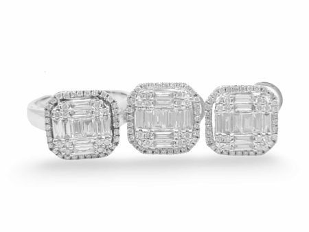 NEW Square Halo Diamond Jewelry Set 18kt Online Hot Sale