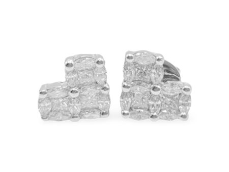 NEW Heart 1st Gen Invisible Diamond Earrings 18kt Online Sale