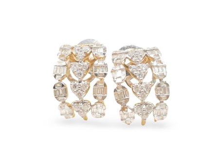 NEW Oval Heart Layered Diamond Earrings 14kt For Cheap